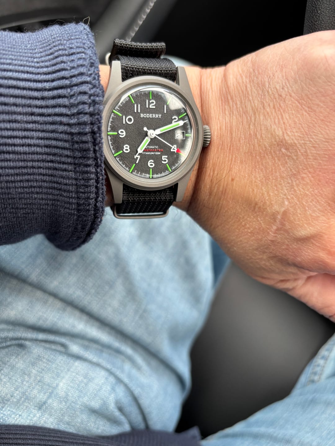 Customer photo review of LANDMASTER - 100M Waterproof Titanium Automatic Field Watch | Black