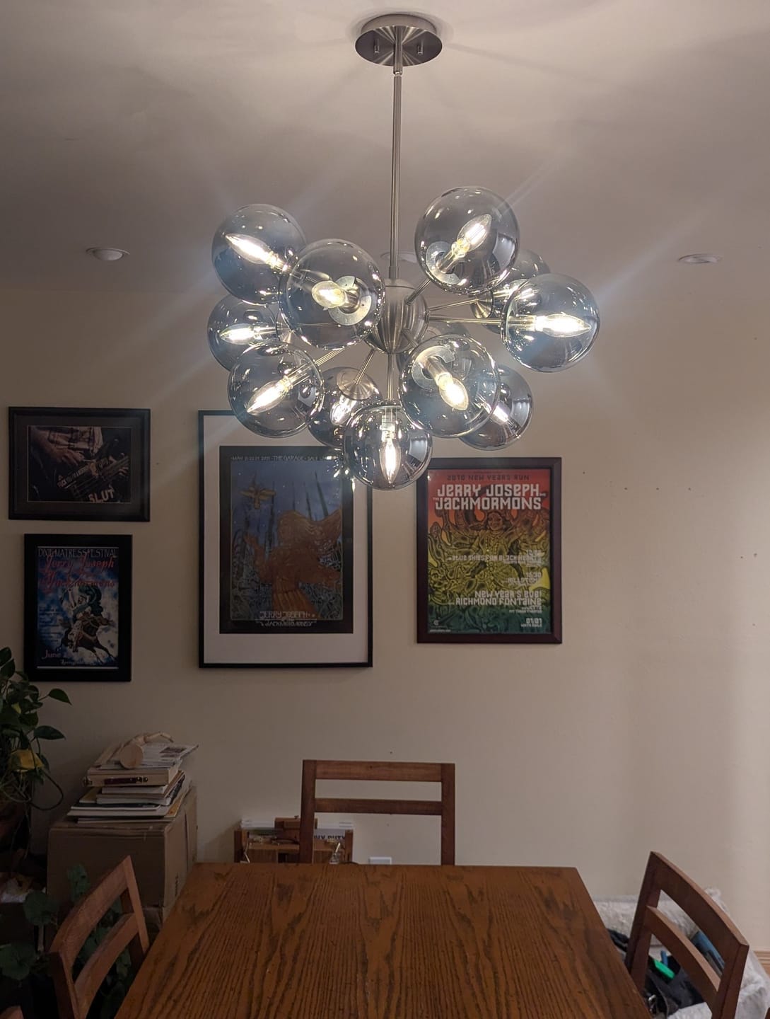 Customer photo review of Glam Dark Pearl Sputnik Smoked Glass Bubble Chandelier Light Fixture