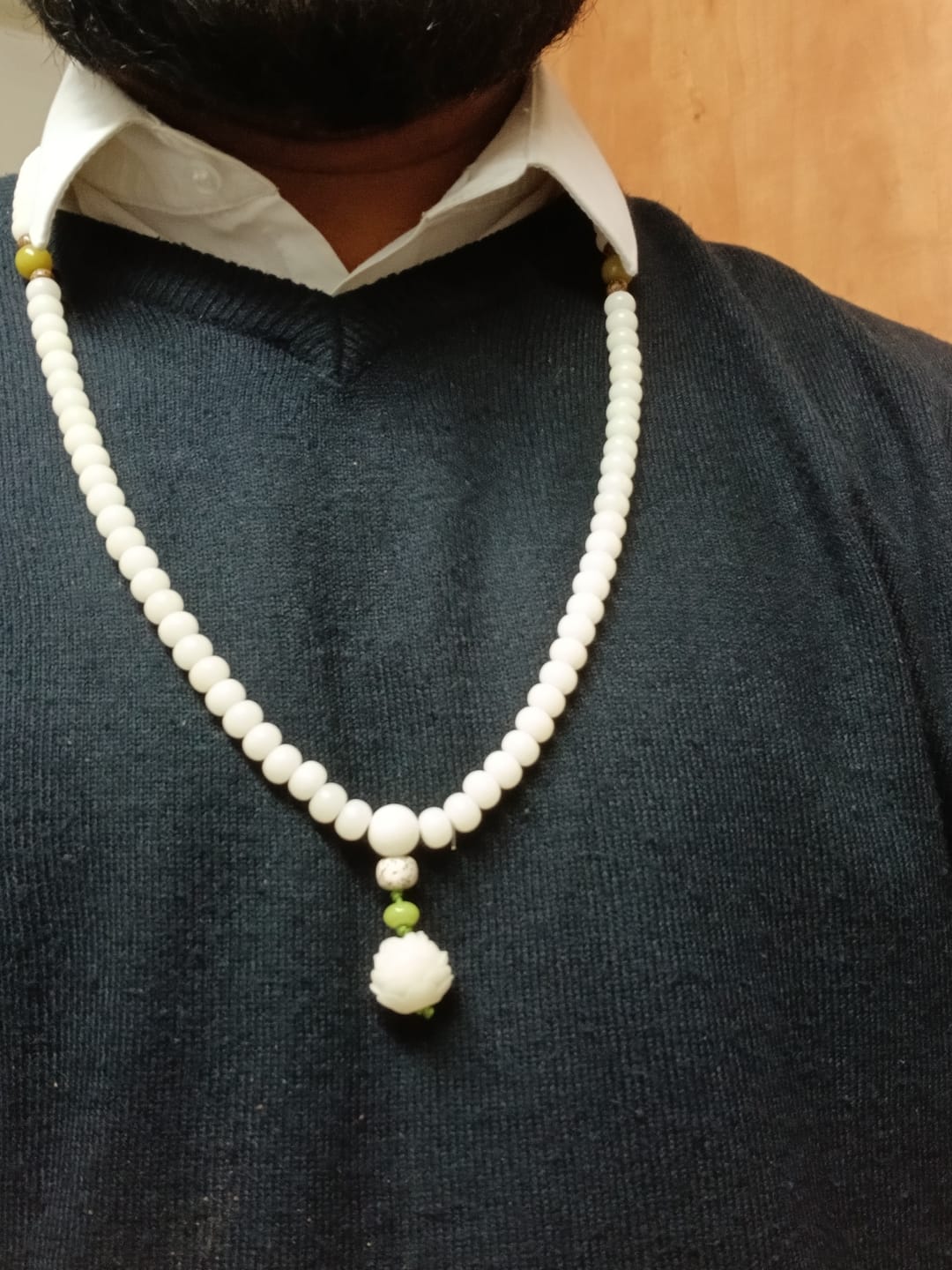 Customer photo review of Buddha Stones White Jade Bodhi Lotus Mala Harmony Necklace Bracelet