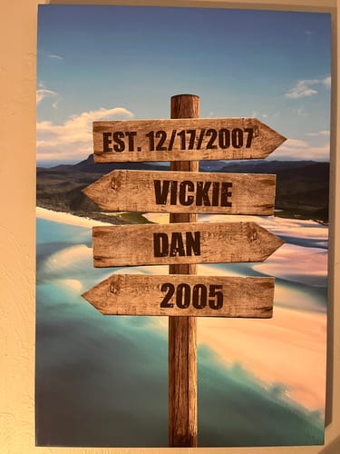 Customer photo review of Personalized Names Beach Sign Canvas