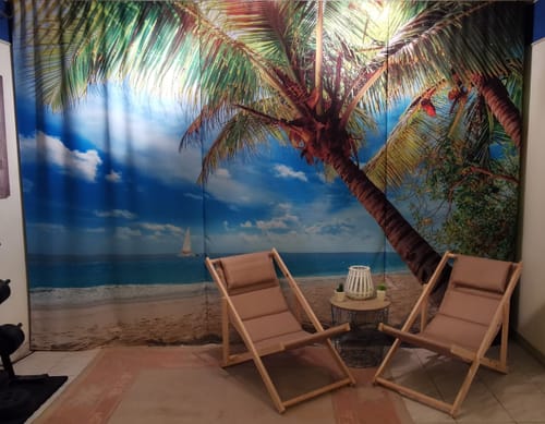 Customer photo review of Fotovorhang "Kristallklares Meer"