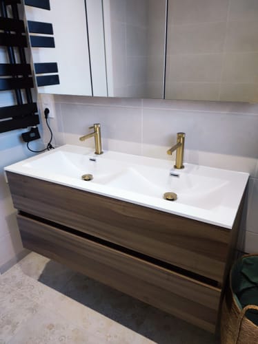 Customer photo review of Mitigeur de salle de bain or brossé