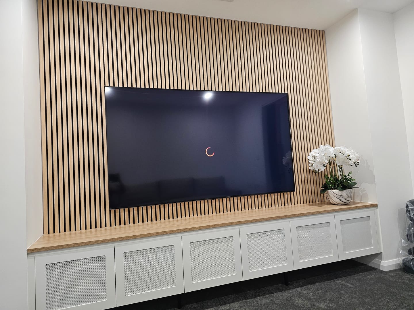 Customer photo review of Natural Oak Acoustic Slat Wall Panel