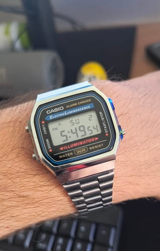 Customer photo review of Reloj Casio Vintage A168WA-1WDF Electroluminescence Plateado