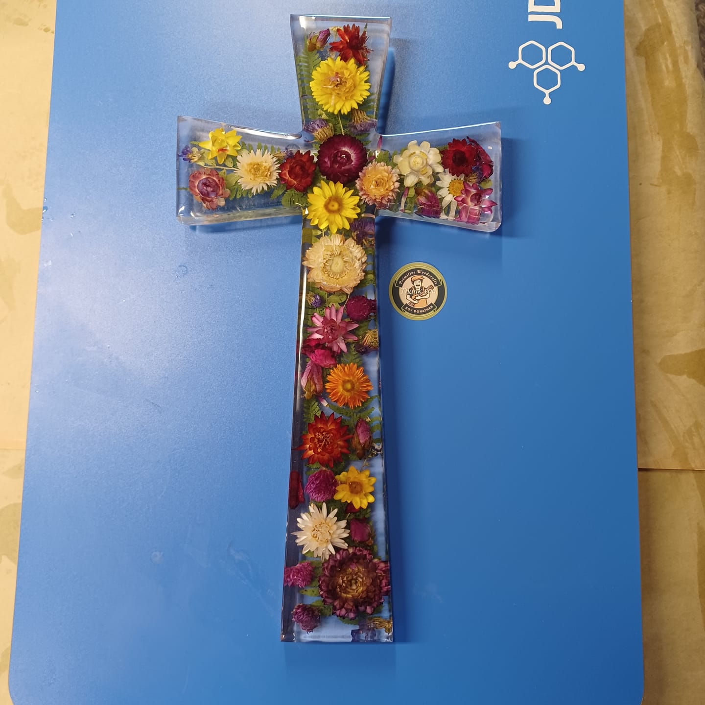 Customer photo review of 15x8x1" Flared Cross Silicone Mold For Epoxy Resin - Angled Cross Mold