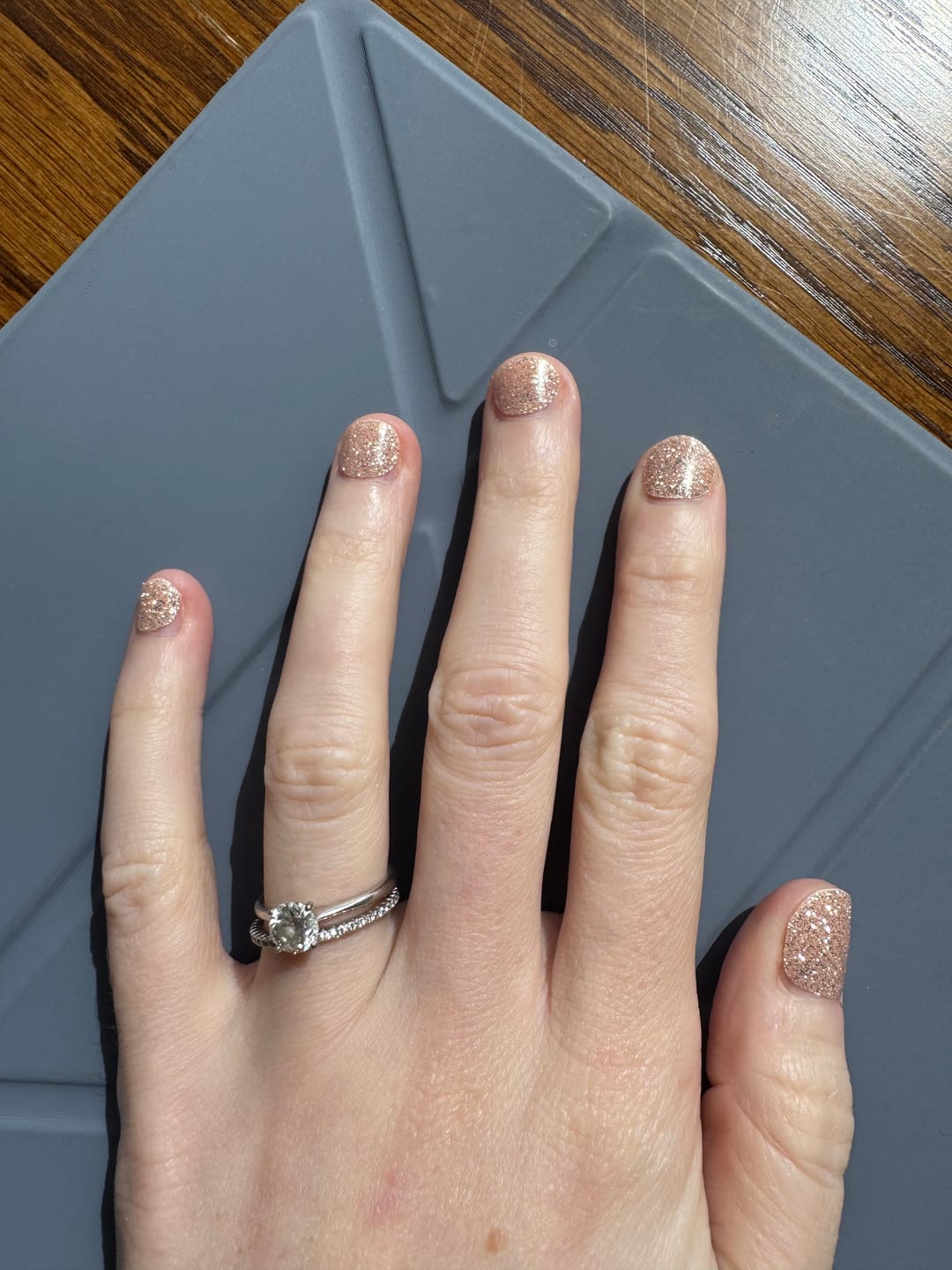 Customer photo review of Silver Stardust Shimmer DIY Semicured Gel Nail Sticker Kit