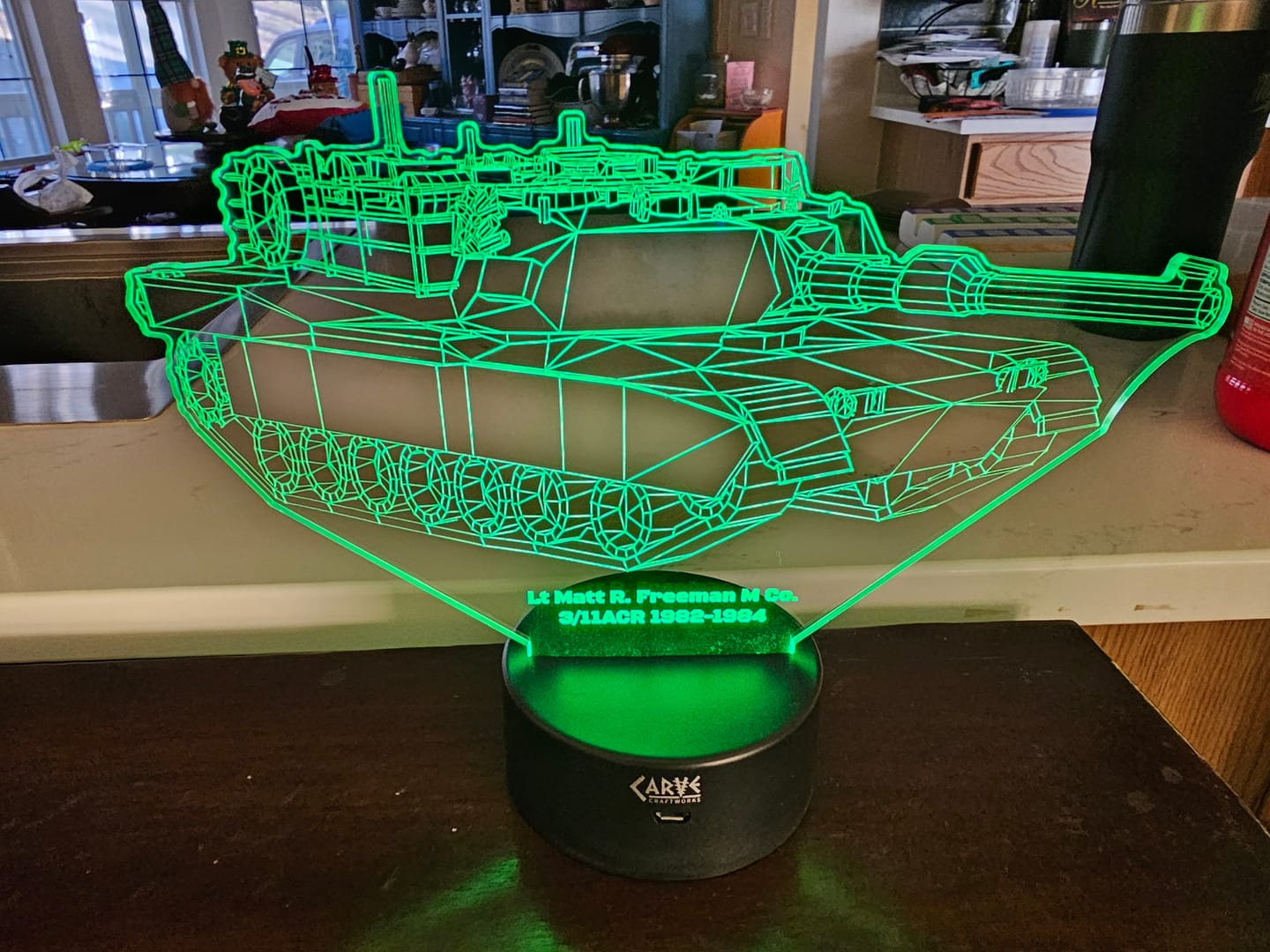 Customer photo review of M1 Abrams Main Battle Tank  - 3D Optical Illusion Lamp