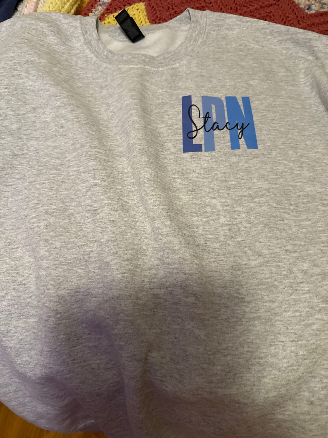 Customer photo review of Personalized Sweatshirt | Blue or Pink Certifications