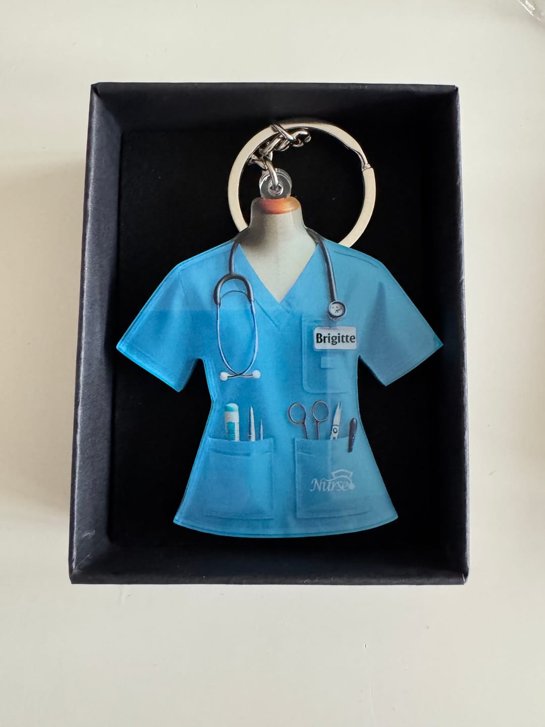 Customer photo review of Nurse Uniform Custom Name Personalized Keychain