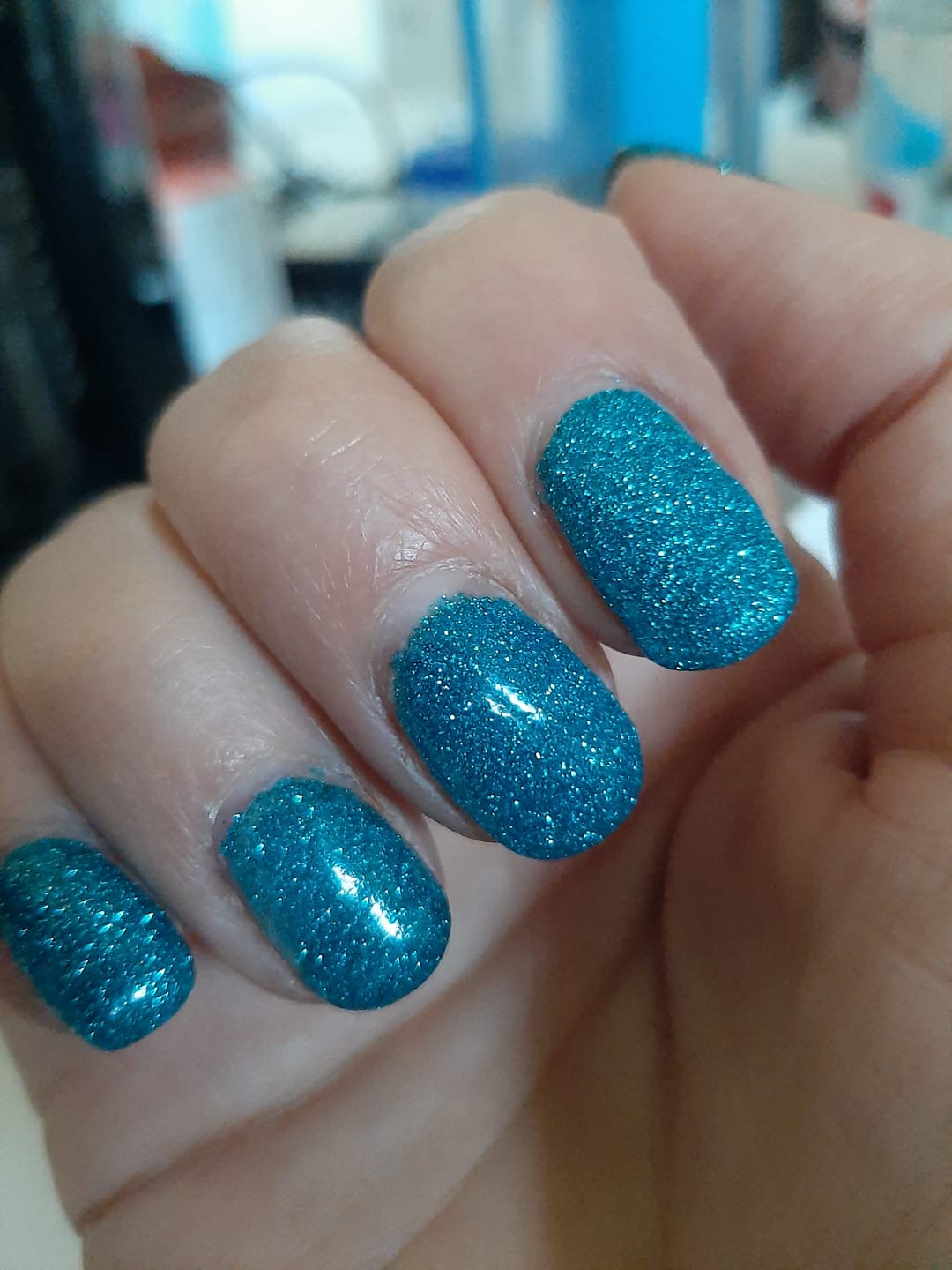 Customer photo review of Haze Blue Dipping Powder