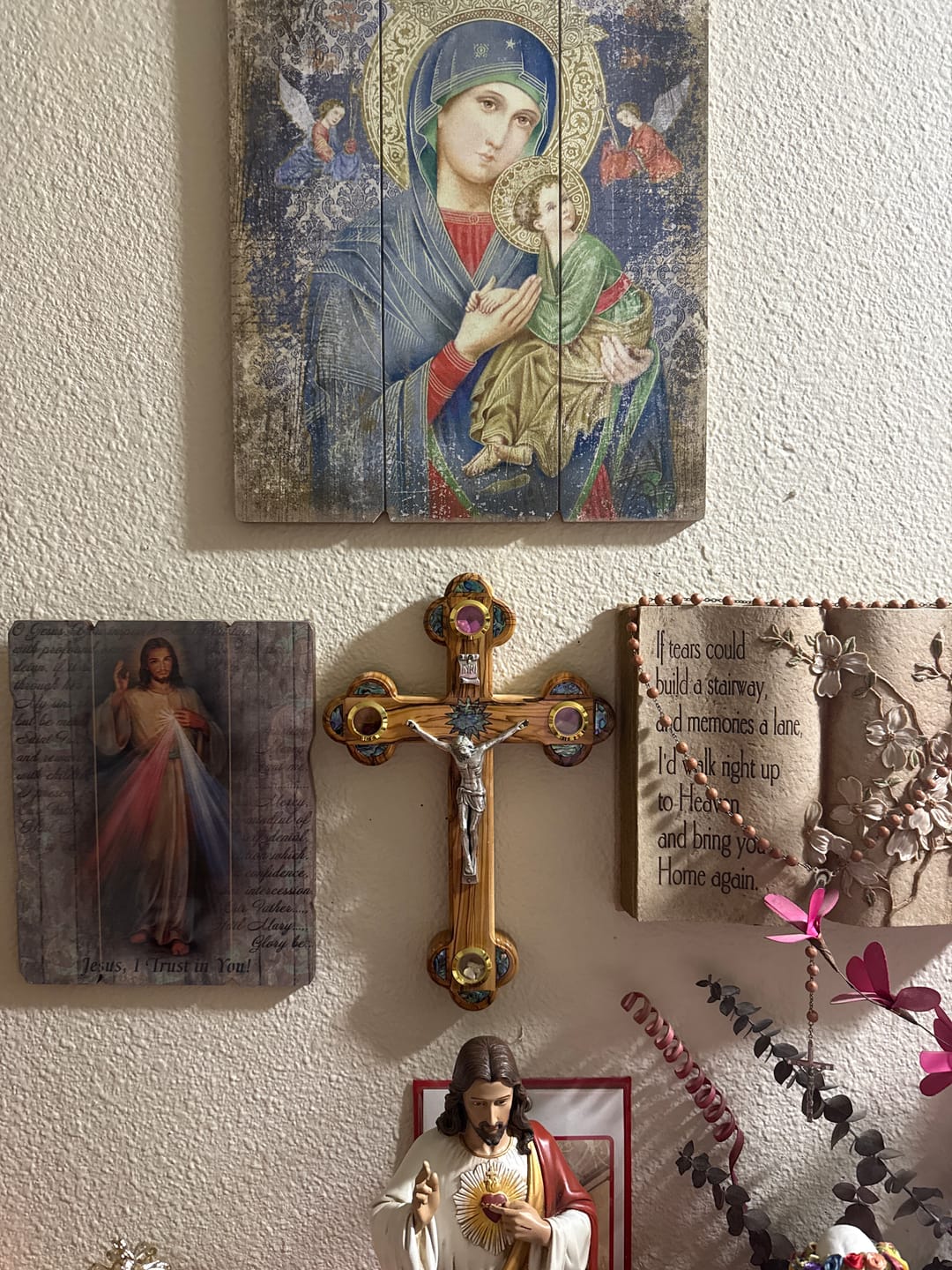 Customer photo review of Olive Wood Crucifix (Partially covered with Mother of Pearl) - Holy Land Crucifixes