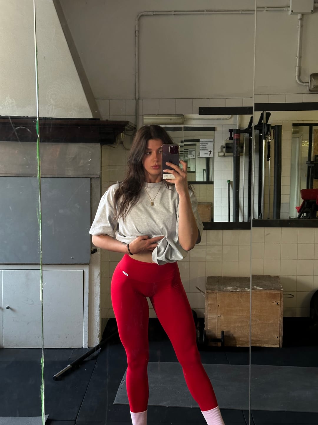 Customer photo review of Leggings All-Up Rosso Lampone