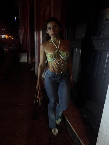 Customer photo review of Halter beaded hollow out backless cut out top