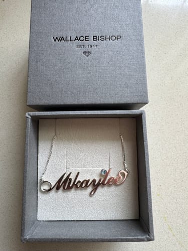 Customer photo review of Personalised Name Necklace with Birthstone in Sterling Silver