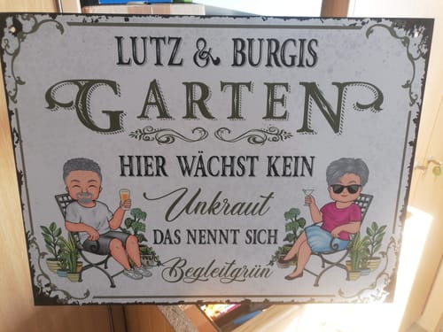 Customer photo review of Personalisiertes Gartenschild mit Namen Anpassbar