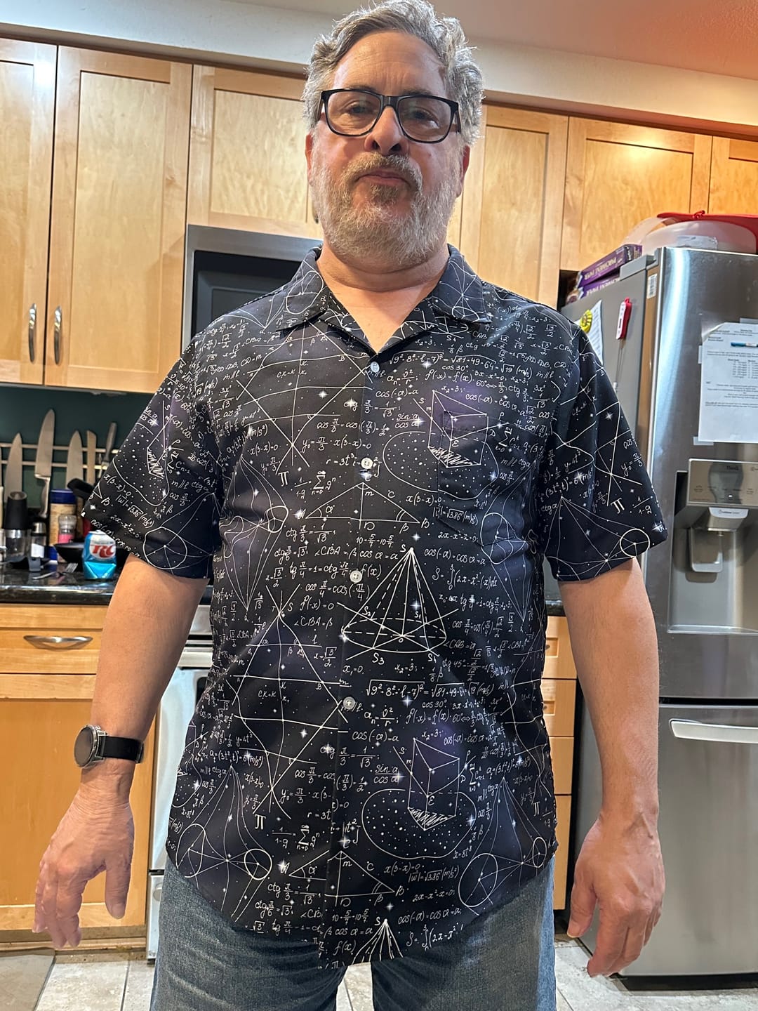 Customer photo review of Math And Physics Space Button Up Shirt