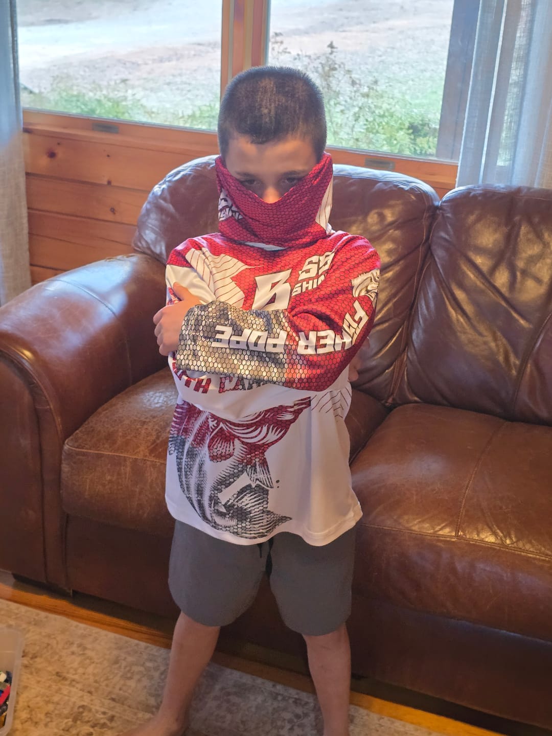 Customer photo review of Personalized Bass Fishing Jerseys, Bass Fishing Long Sleeve Fishing Tournament Shirts | Red Camo IPHW5753