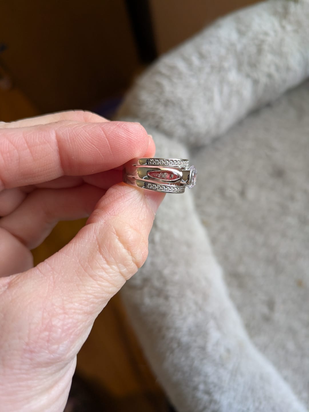 Customer photo review of Silver Ring with Gem and Cremation Ash