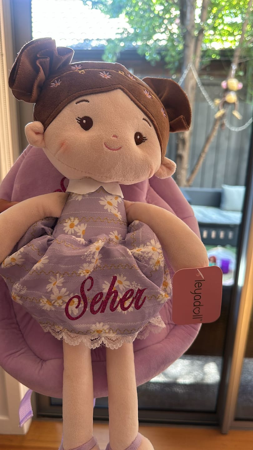 Customer photo review of Personalized Doll Carrier Backpack - with Baby Doll