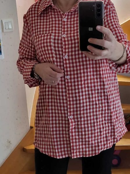 Customer photo review of Red Plaid Patch Pocket Shirt