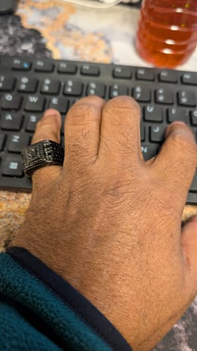 Customer photo review of All Black Custom 5 Carat CZ Superbowl Ring