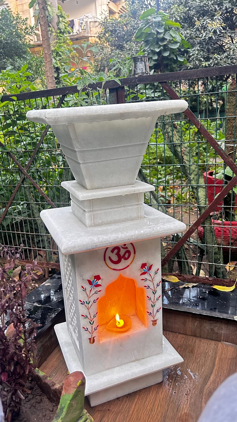 Customer photo review of Marble Tulsi Pot, White Marble Inlay - Handicraft Bazaar
