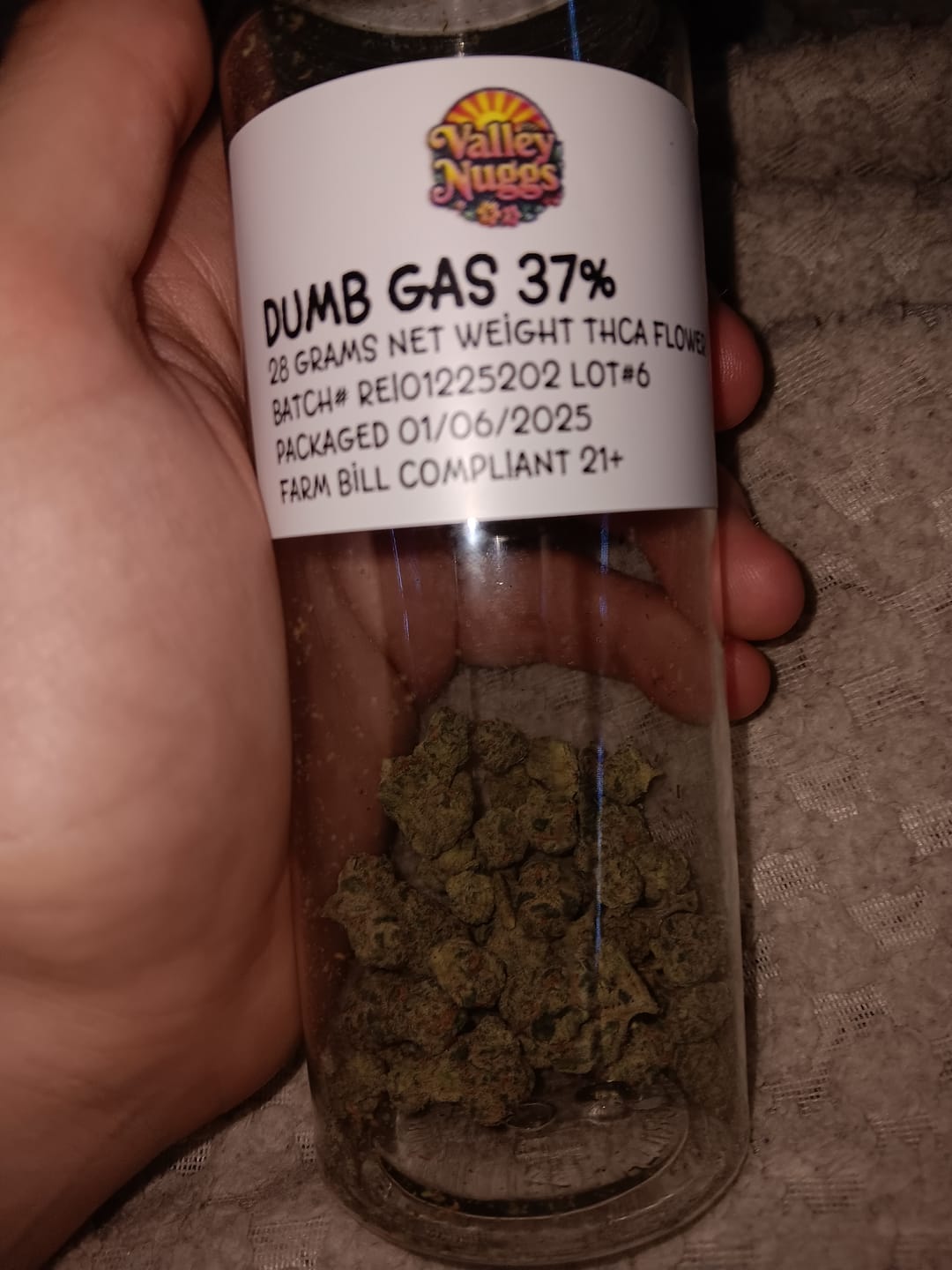Customer photo review of THC Flower Exotic Smalls DUMB GAS HYBRID 112 GRAMS 1/4 LB THCa 37%