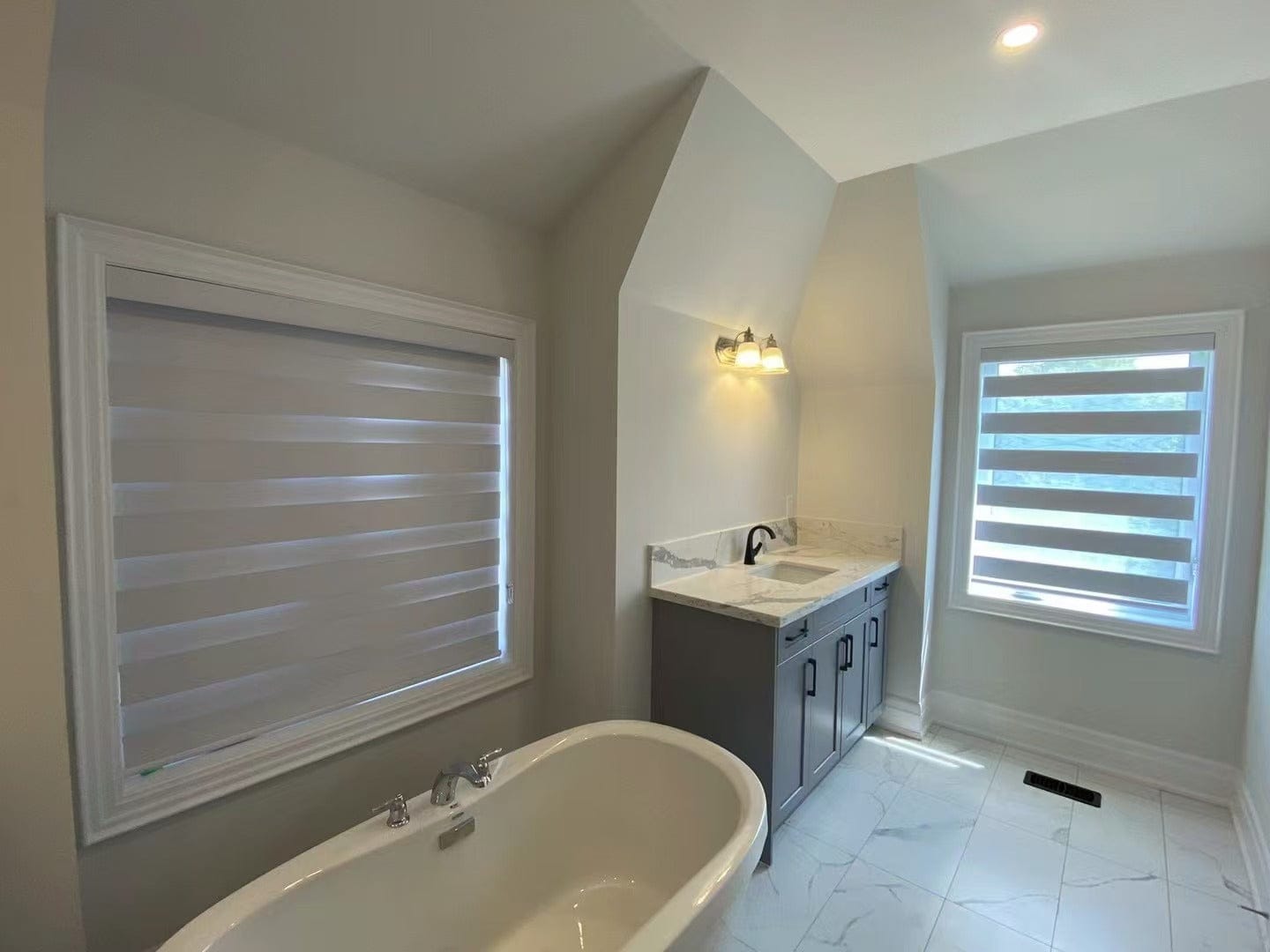 Customer photo review of Room Darkening Zebra Shades