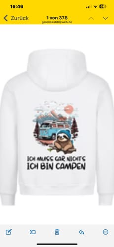 Customer photo review of ich muss gar nichts ich bin campen Rückendruck | Premium Hoodie unisex