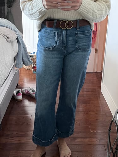 Customer photo review of Kancan Angelina Crop Flare Jean (Mid Wash)