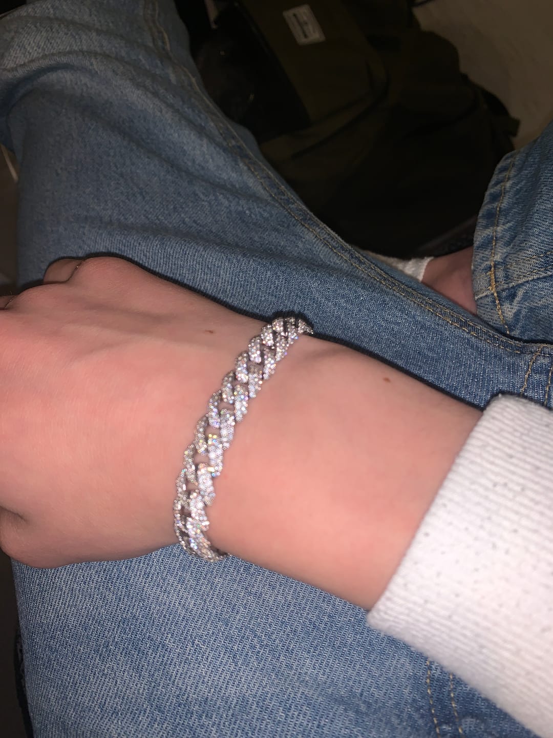 Customer photo review of 10MM ICED CUBAN LINK BRACELET - SILVER PLATED
