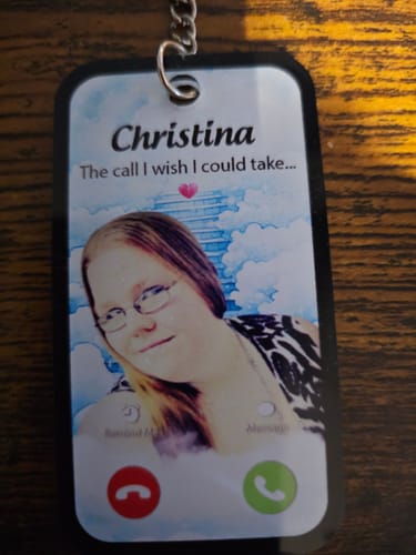 Customer photo review of The Call I Wish I Could Take Memorial Sympathy Gift Remembrance Keepsake Photo Inserted - Personalized Acrylic Keychain