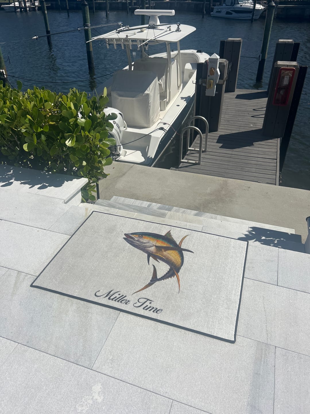 Customer photo review of Custom Fish Graphic Dock Mat