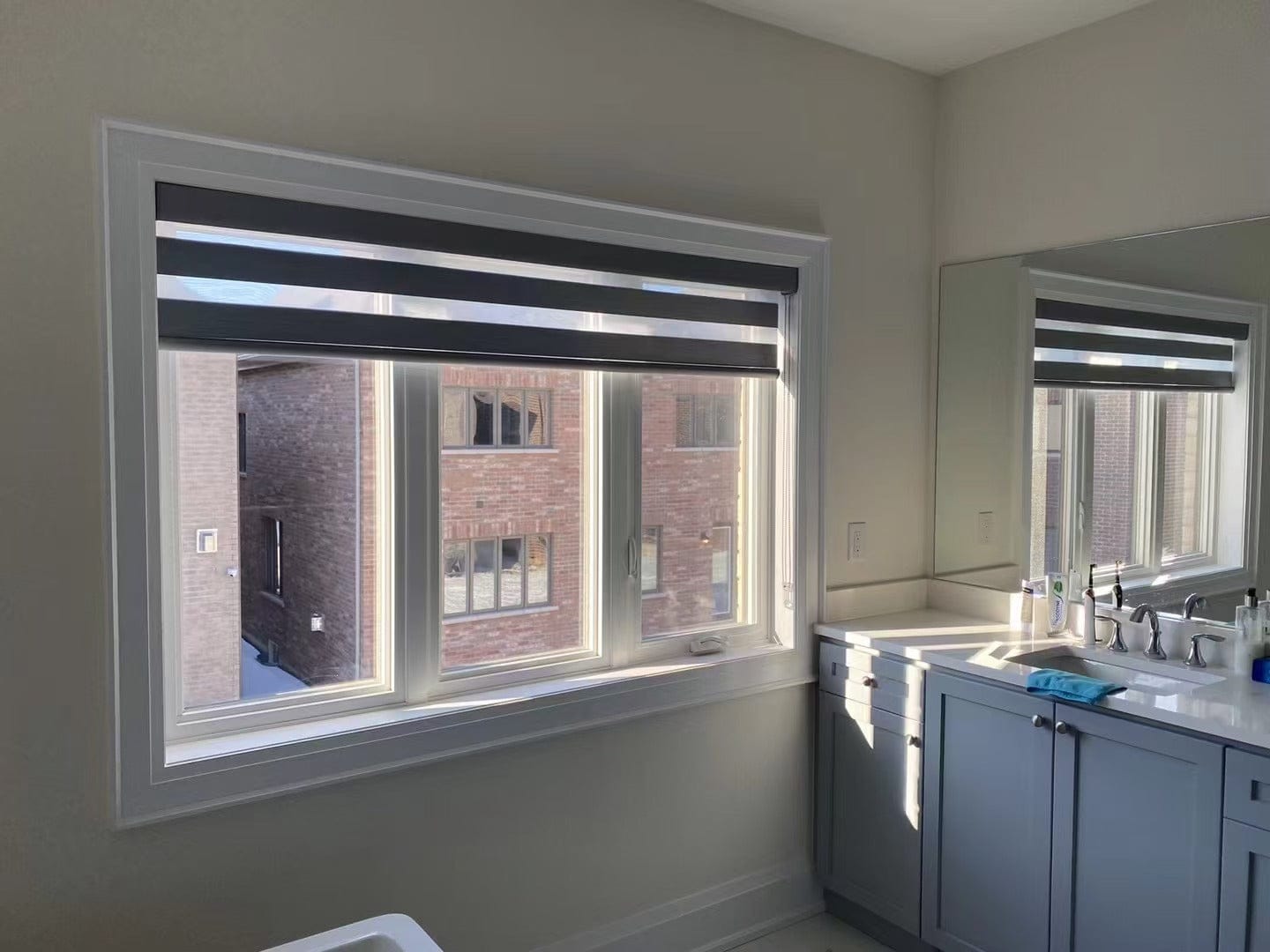 Customer photo review of Room Darkening Zebra Shades