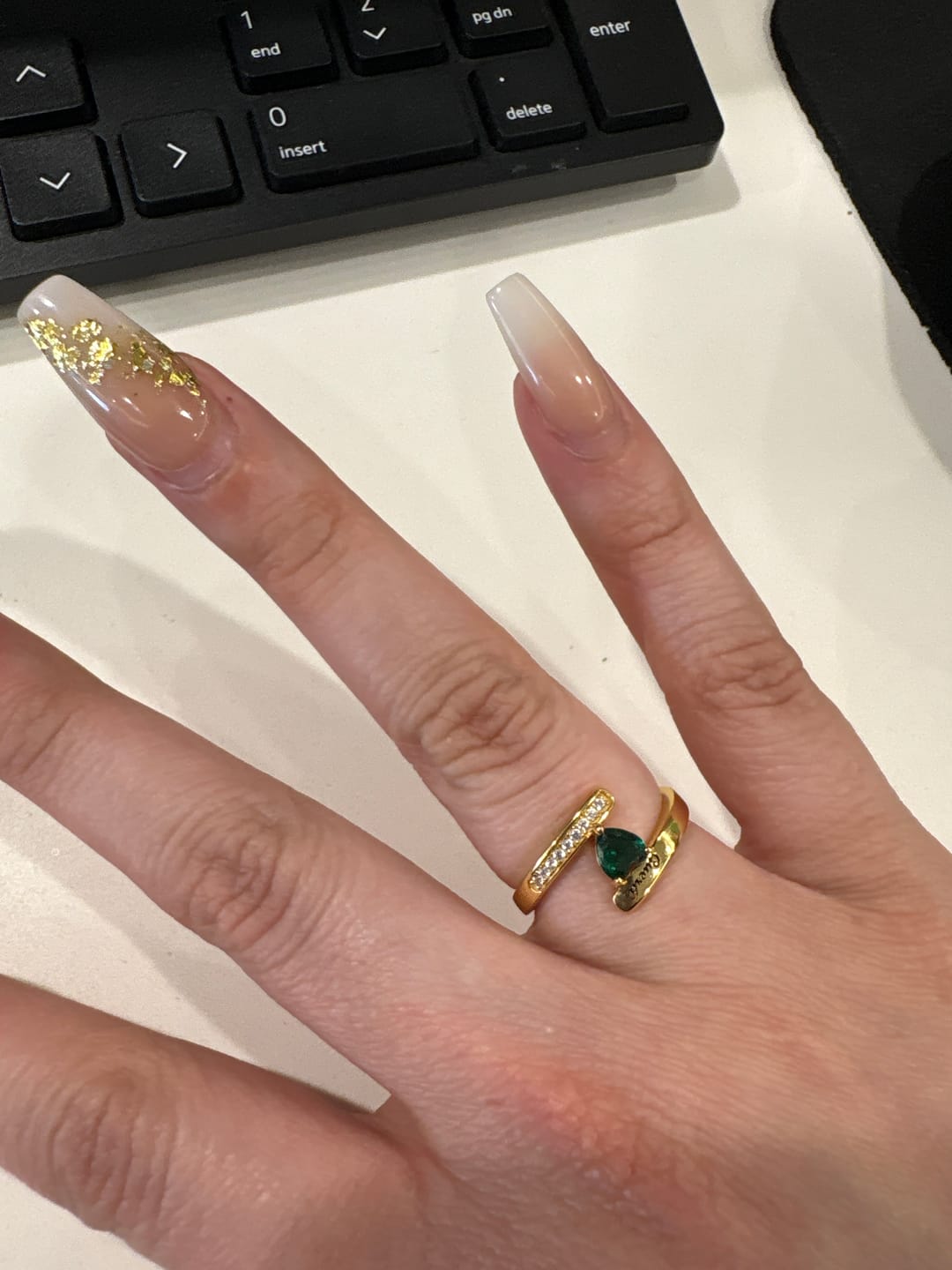 Customer photo review of Engraved Birthstone Ring