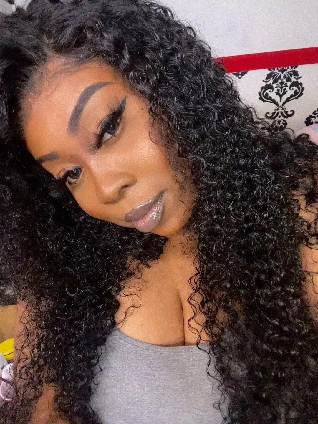 Customer photo review of MORE FACE 360 Glueless Wig Water Wave Invisi Drawstring Wear And Go Wig Quick Install Pre-Bleached And Pre-Cut HD Lace Human Hair Wigs Beginner Friendly
