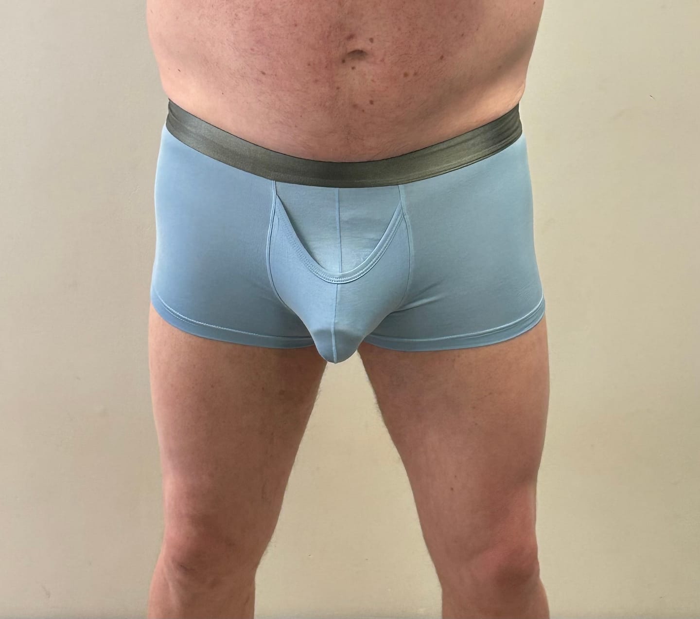 Customer photo review of Men’s Dual Ball Pouch Trunks With Fly Front