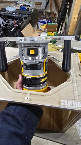 Customer photo review of Dewalt (DWP611/DCW600B) Palm/Trim Router Base Plate - Two Handle