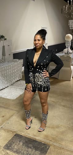 Customer photo review of Kyla Rhinestone Pearl Blazer