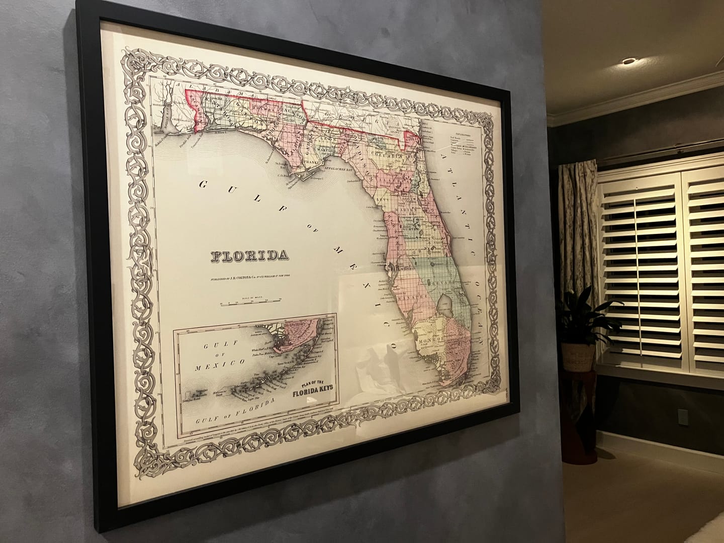 Customer photo review of Old Map of Florida in 1855 by Colton - Keys, Panhandle, Jacksonville, Tampa, Dade, Tallahassee, Ft Lauderdale