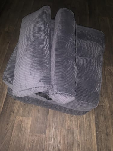 Customer photo review of HOMREST Folding Out Chair Bed, Convertible Sofa Bed with 2 Pillows, Portable Couch Bed Comfy Floor Sofa Lounge for Living Room Bedroom, Gray Blue