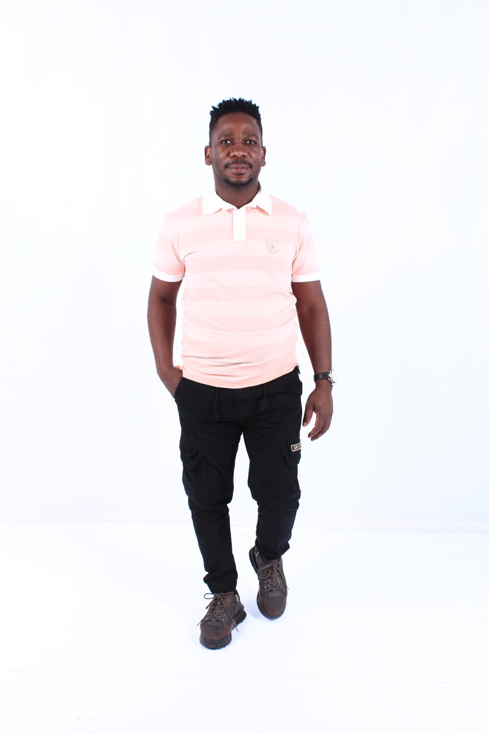 Customer photo review of Elite Rugby Polo Stone & Peach Pink