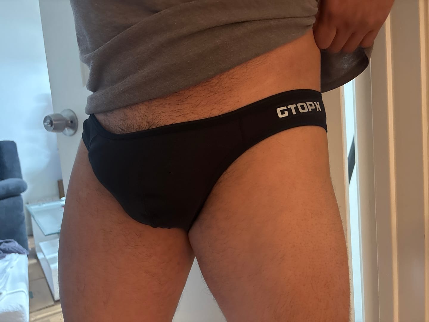Customer photo review of 2 Pack Men's U-Shaped Pouch Single Layer Moisture-Wicking Comfortable Sexy Bikini