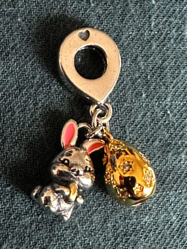 A. S. review of 925 Sterling Silver Easter Bunny with Egg Charm image 1 out of 1