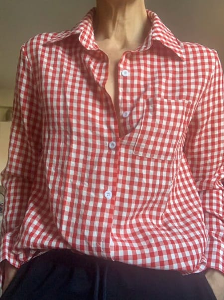 Customer photo review of Red Plaid Patch Pocket Shirt