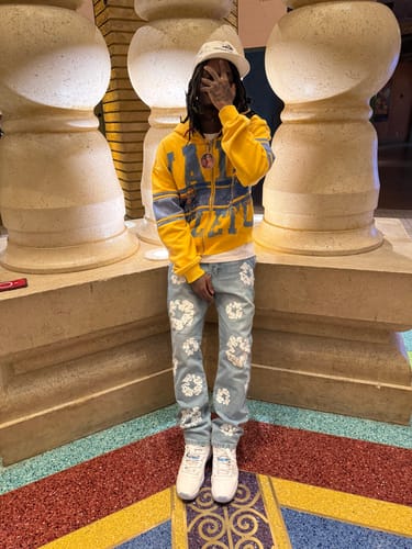 Customer photo review of Vale Forever Yellow Bighorn Zip Up Hoodie