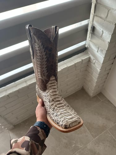 Customer photo review of Natural Python Boots - Brown Uppers