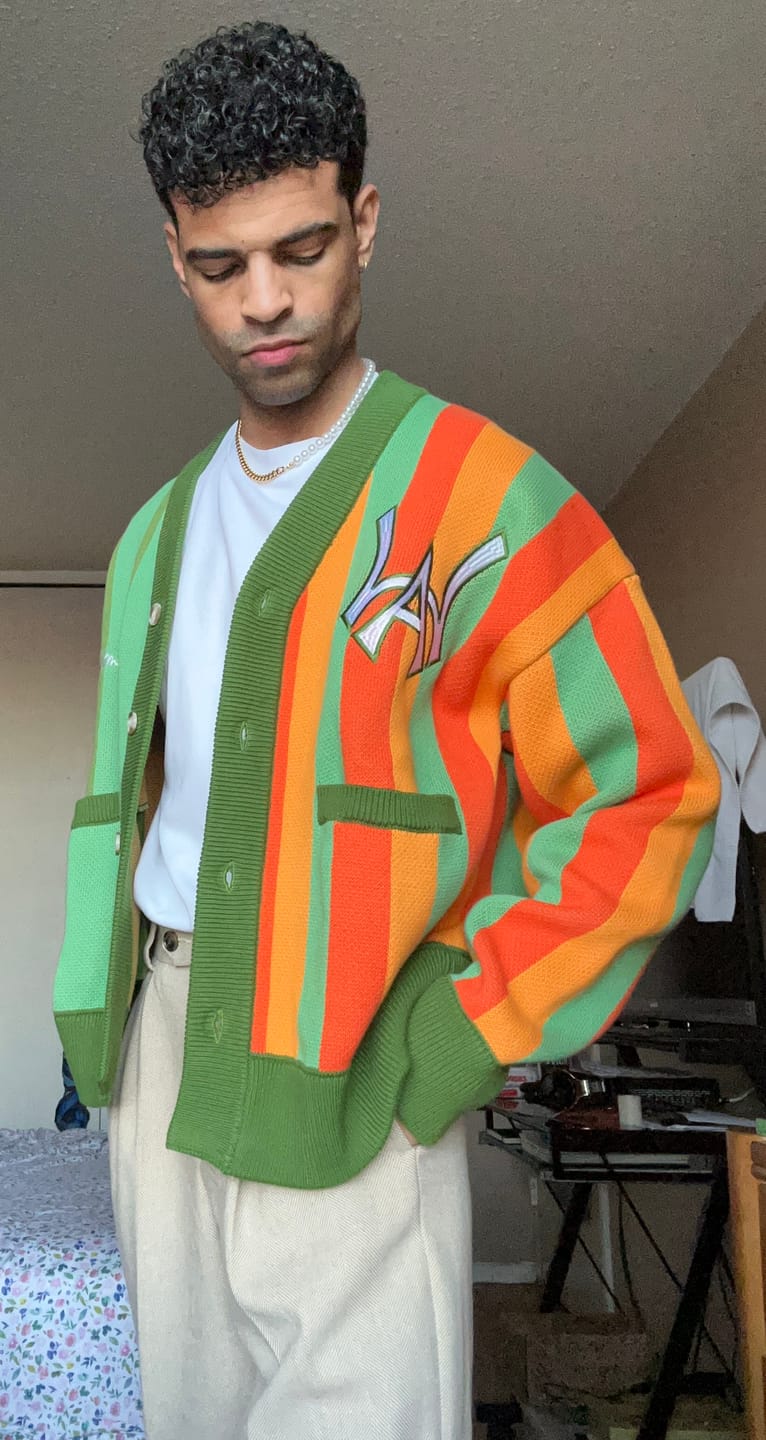 Customer photo review of City Cardigan- Green & Orange