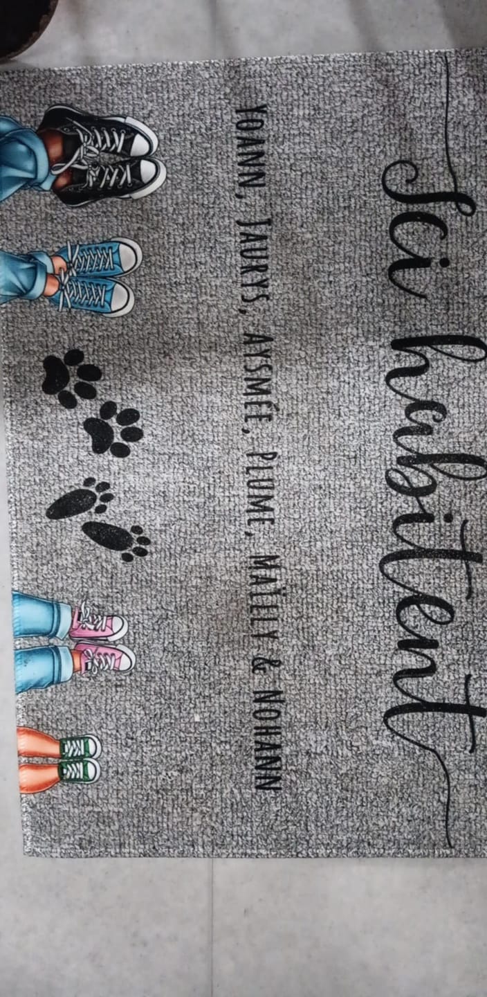 Customer photo review of Chaussures et pattes - Paillasson personnalisé
