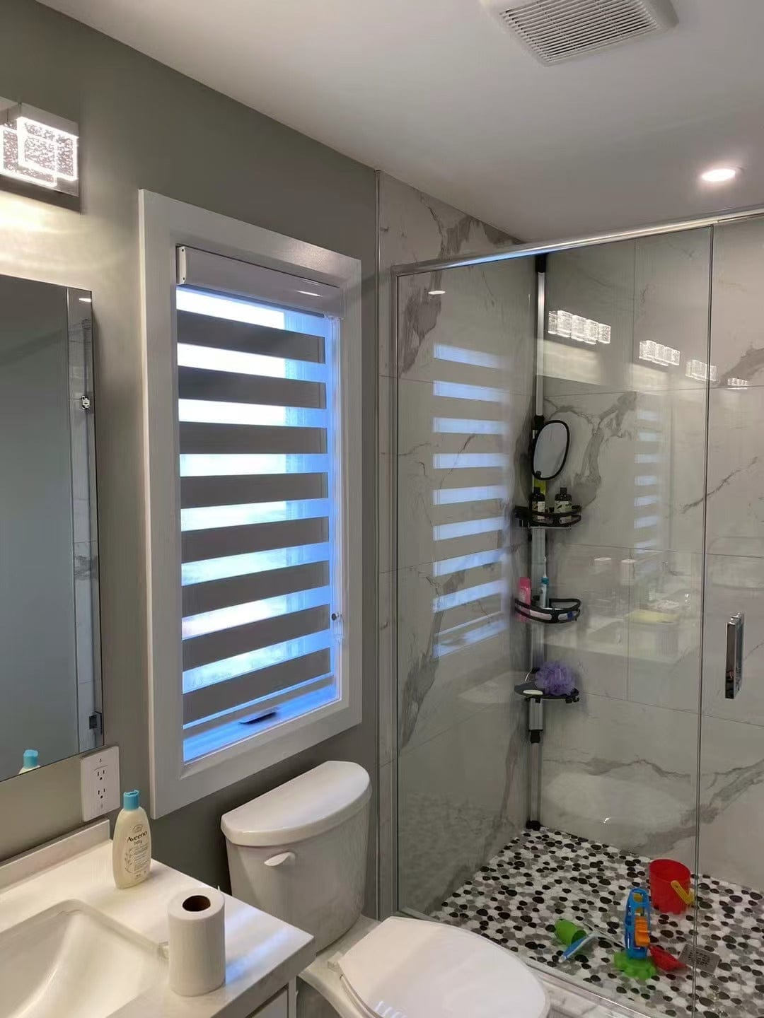 Customer photo review of Room Darkening Zebra Shades